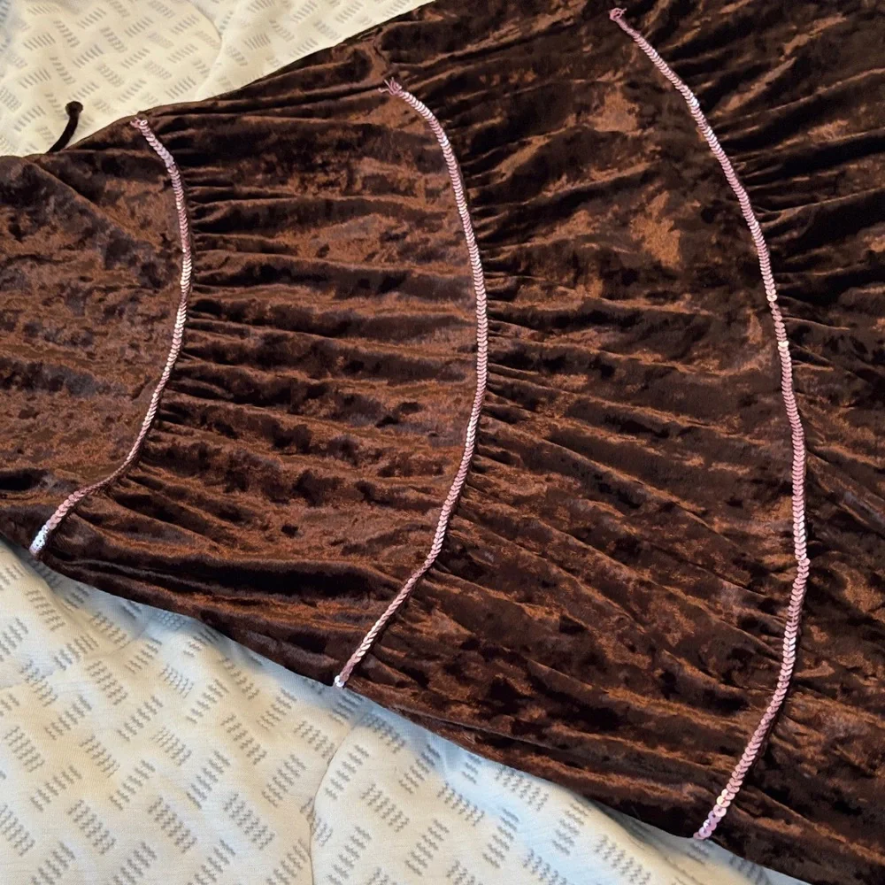 Speechless Brown Velvet w/Pink Sequins Dress for Costume Dress Up Party Like New
